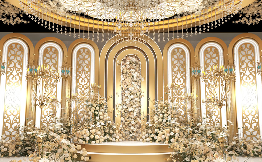 平鲁香槟色调婚礼堂效果展示